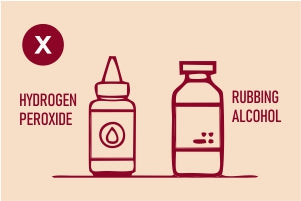 Hydrogen Peroxide or rubbing alcohol