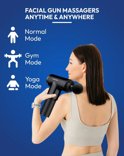 Mildcares Full Body Massager Gun for Pain Relief | Deep Tissue Therapy | 6-Speed Settings, 4 Heads, Rechargeable Silent Motor – Electric Massager for Pain Relief Massager (Black)