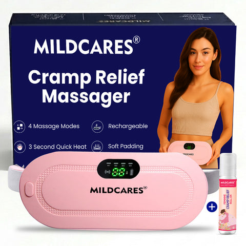 Mildcares Period Pain Relief Massager with Heating Pad | Cordless Menstrual Cramp Belt for Women & Girls Rechargeable Electric Massager Portable & Adjustable Heat Therapy Massager
