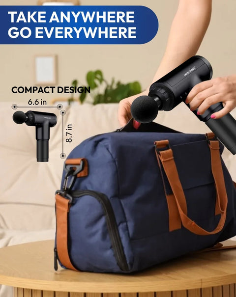Mildcares Full Body Massager Gun for Pain Relief | Deep Tissue Therapy | 6-Speed Settings, 4 Heads, Rechargeable Silent Motor – Electric Massager for Pain Relief Massager (Black)