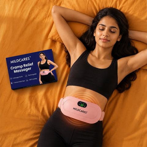 Mildcares Period Pain Relief Massager with Heating Pad | Cordless Menstrual Cramp Belt for Women & Girls Rechargeable Electric Massager Portable & Adjustable Heat Therapy Massager