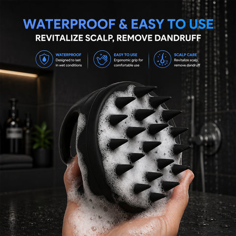 MildCares Jumbo Scalp Massager (Black) | Soft Silicone Bristles Comb for Gentle Scalp Exfoliation, Deep Cleaning & Relaxing Dry/Wet Head Massage | All Hair Types | Shampoo Brush for Men & Women