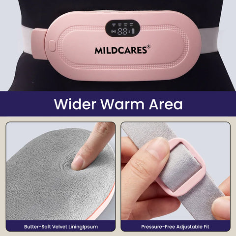 Mildcares Period Pain Relief Massager with Heating Pad | Cordless Menstrual Cramp Belt for Women & Girls Rechargeable Electric Massager Portable & Adjustable Heat Therapy Massager