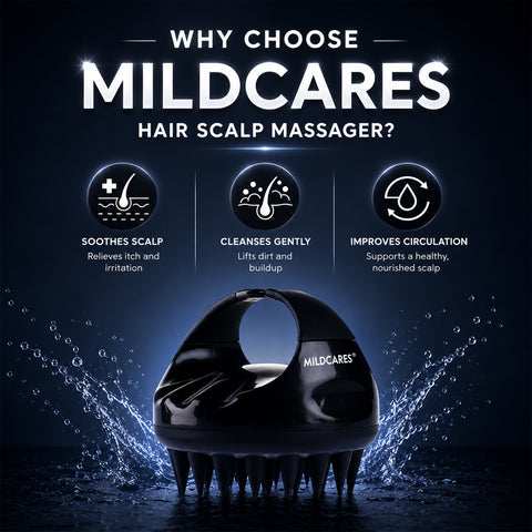 MildCares Jumbo Scalp Massager (Black) | Soft Silicone Bristles Comb for Gentle Scalp Exfoliation, Deep Cleaning & Relaxing Dry/Wet Head Massage | All Hair Types | Shampoo Brush for Men & Women