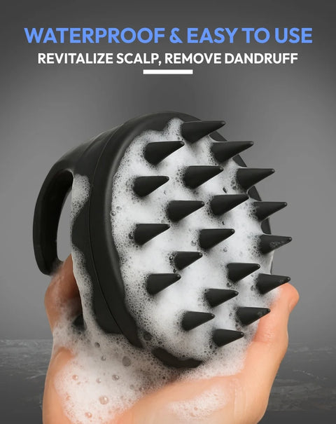 MildCares Jumbo Scalp Massager (Black) | Soft Silicone Bristles Comb for Gentle Scalp Exfoliation, Deep Cleaning & Relaxing Dry/Wet Head Massage | All Hair Types | Shampoo Brush for Men & Women