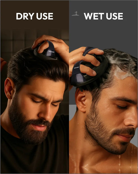 MildCares Jumbo Scalp Massager (Black) | Soft Silicone Bristles Comb for Gentle Scalp Exfoliation, Deep Cleaning & Relaxing Dry/Wet Head Massage | All Hair Types | Shampoo Brush for Men & Women