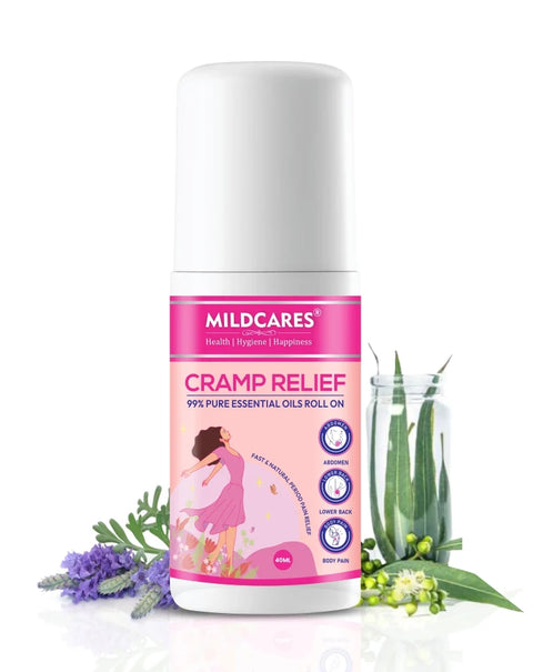 MildCares Cramp Relief 99% Pure Essential Oils Roll On– 40ml | Quick, Targeted, and Effective Relief