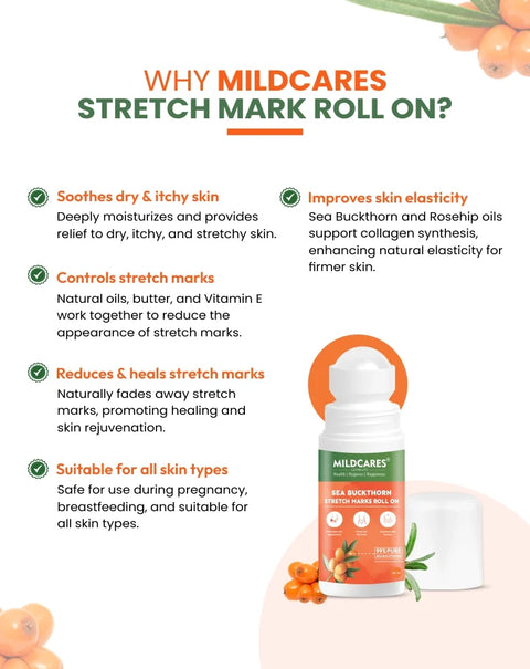MildCares Stretch Marks Roll-On – Smooth, Nourish, and Revitalize Your Skin - 40ml