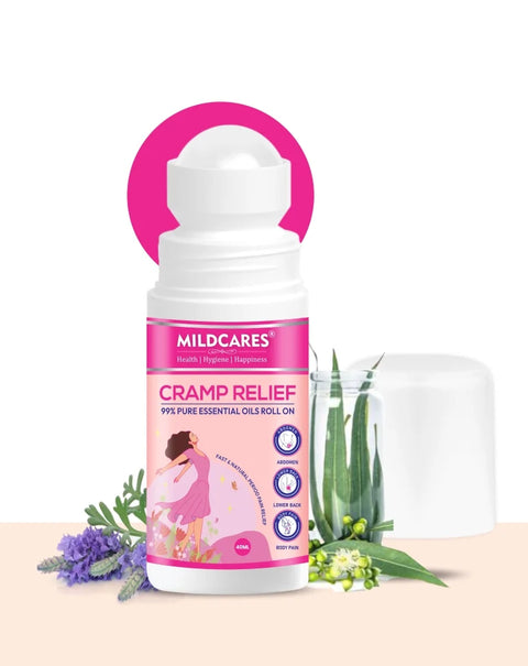 MildCares Cramp Relief 99% Pure Essential Oils Roll On– 40ml | Quick, Targeted, and Effective Relief