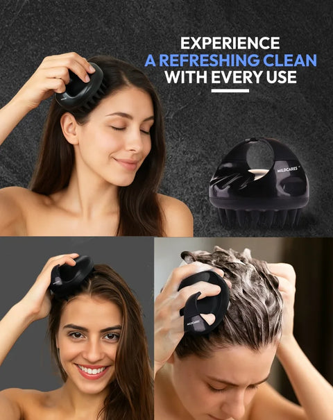 MildCares Jumbo Scalp Massager (Black) | Soft Silicone Bristles Comb for Gentle Scalp Exfoliation, Deep Cleaning & Relaxing Dry/Wet Head Massage | All Hair Types | Shampoo Brush for Men & Women
