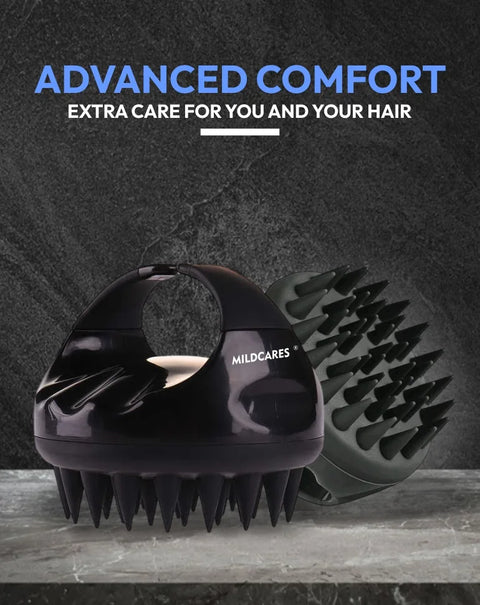 MildCares Jumbo Scalp Massager (Black) | Soft Silicone Bristles Comb for Gentle Scalp Exfoliation, Deep Cleaning & Relaxing Dry/Wet Head Massage | All Hair Types | Shampoo Brush for Men & Women